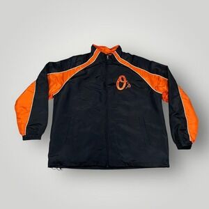 Baltimore Orioles Jacket Mens XL Black‎ Orange MLB Baseball Full Zip Windbreaker